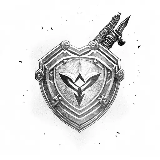 Anathomic And Wounded Heart With Shield And Sword