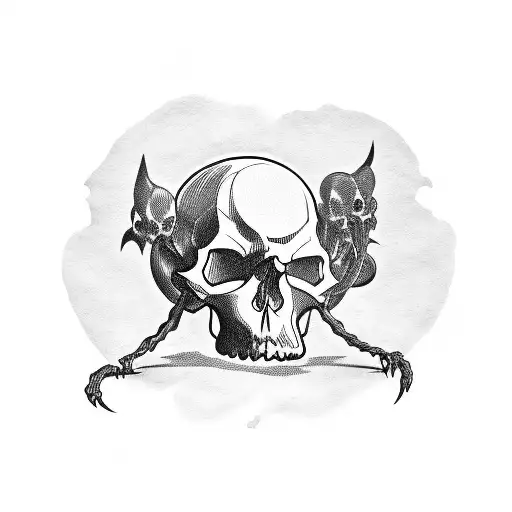 Skull Being Grabbed By Claw From Top Scratching It