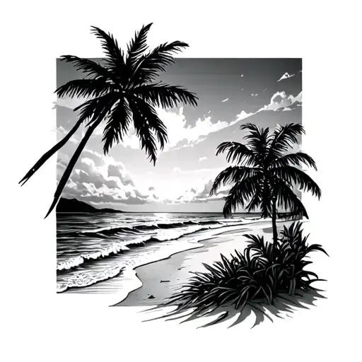 Dubstep Beach Scene With Palm