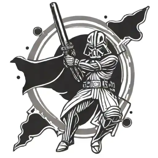 A Mashup Tattoo Featuring A Marvel Superhero Wielding A Lightsaber From Star Wars