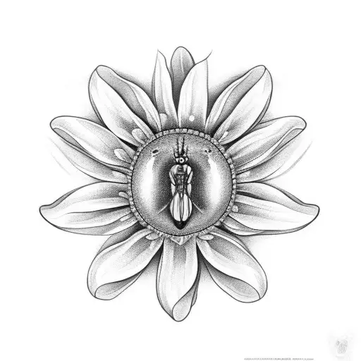 Horseshoe With Daisy Wrapped Around It And Dragonfly Sitting On Daisy