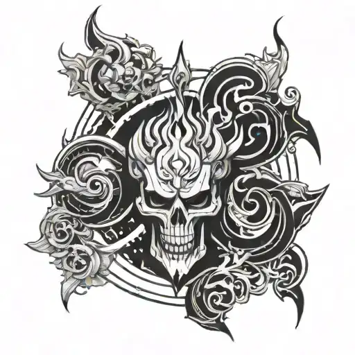 A Hades Inspired Tattoo With His Symbol And Some Line Work