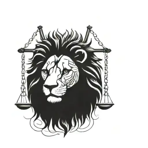 Lion Head Scales Of Justice Intertwined
