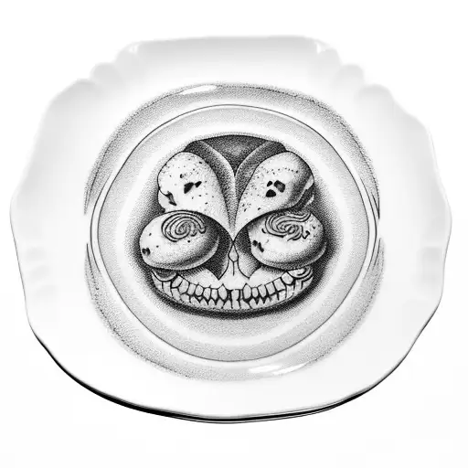 A Plate Of Deliciously Arranged Food With A Dark Twist