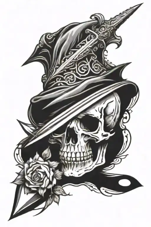 Skull Pierced By A Dagger