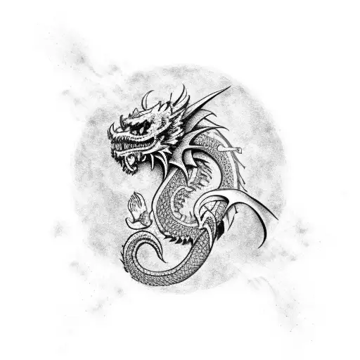 Dragon Skull With A Knife