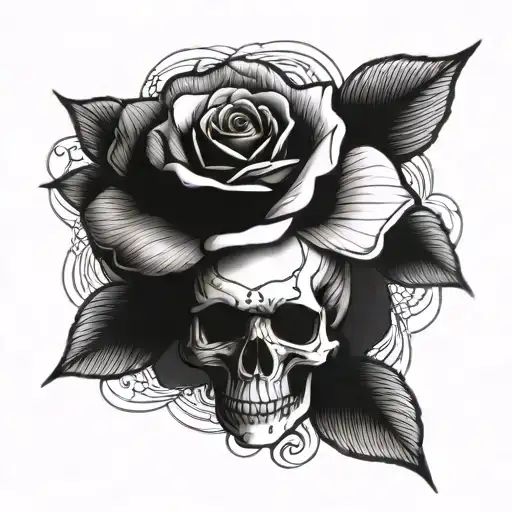 Long Rose With Skull As Bloom