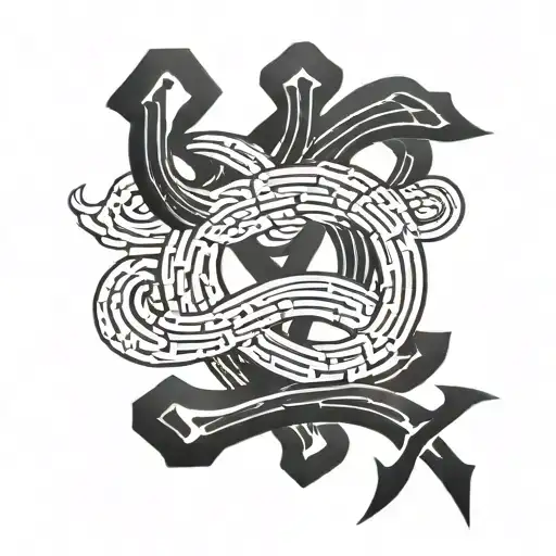 Kaizen Chinese S Cript Tattoo For Neck Intertwined