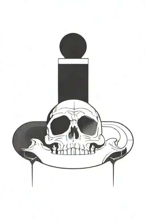Skull With A Small Thin Halo Line Above Head