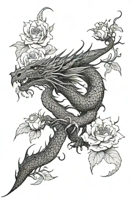 Dragon And Flowers