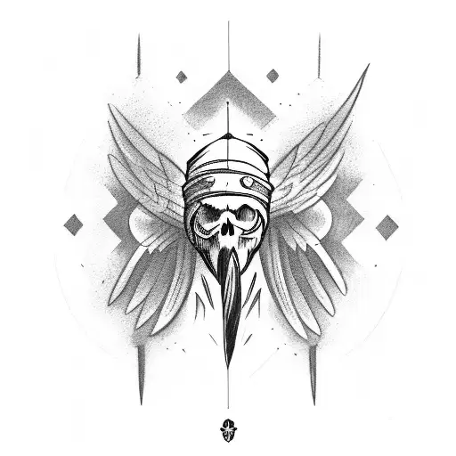 A Crow Carrying A Skull As If It's Singing