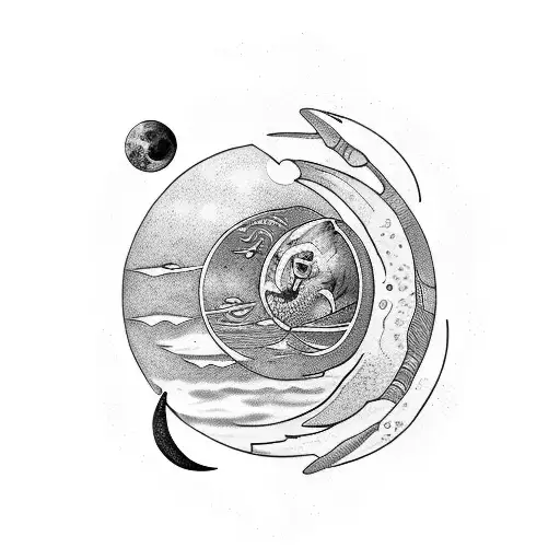 Sea Serphent And 7 Moon Phases