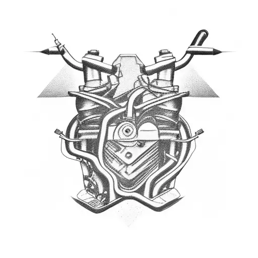 Car Engine With Turbo Heart