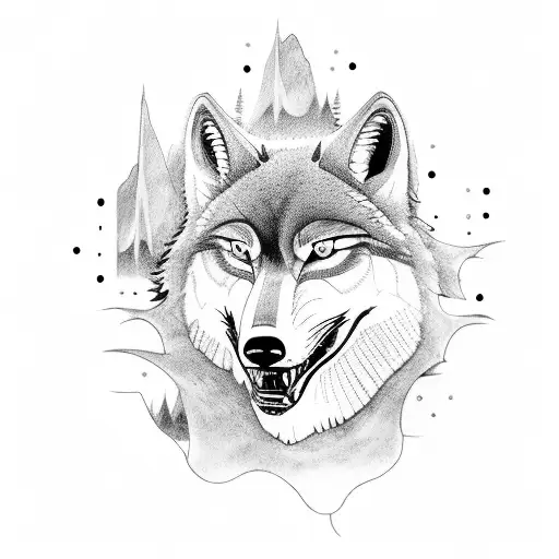 A Fierce Wolf Riding A Motorcycle Through A Mountainous Landscape