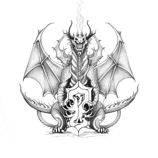 Dragon With Skulls And Anarchy