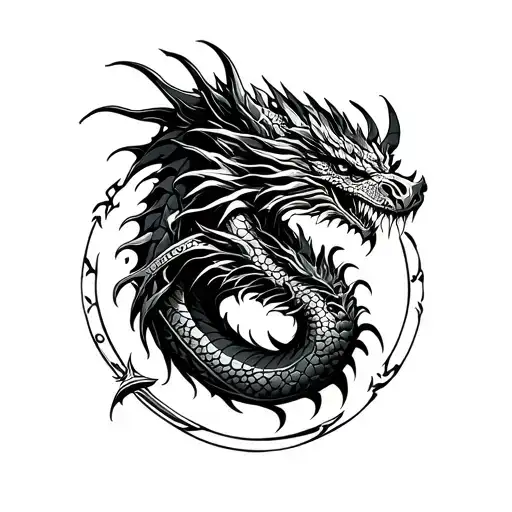 Western Male Black Dragon Chest Tattoo Design