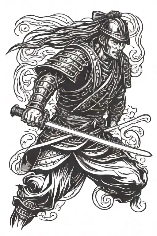 Samurai Warrior Wielding A Sword