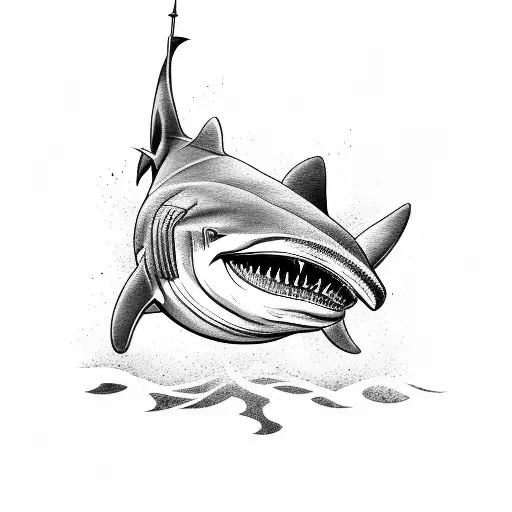 A Tattoo Of A Shark Playing A Guitar