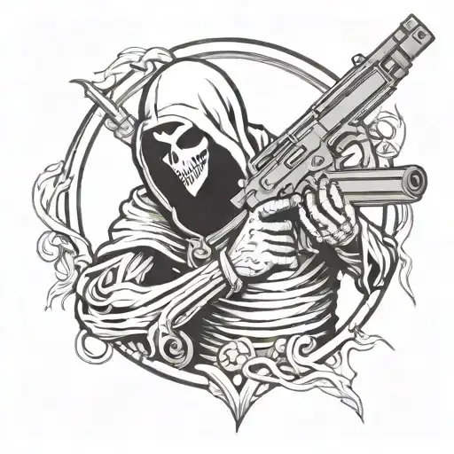 Reaper Holding Machine Gun