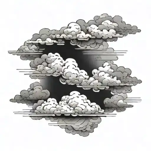 Grayscale Microrealism With Thin Lines Of Black And White Clouds