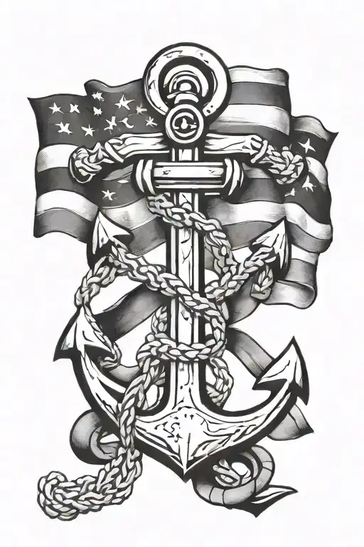 Flag Intertwined With Anchor