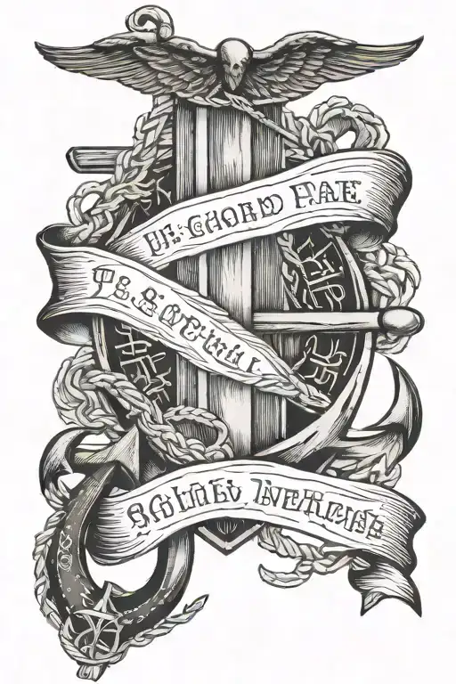 Flag With Anchor Intertwined With Bible Verse Written