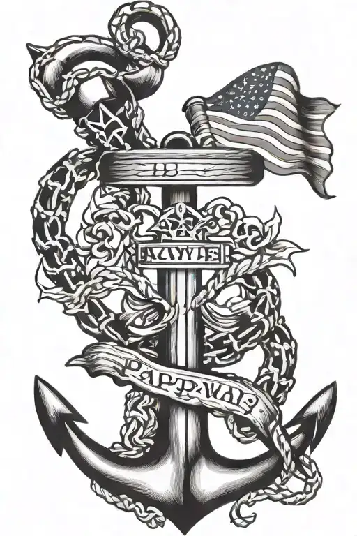 American Flag With Anchor Intertwined With Words For Pawpaw