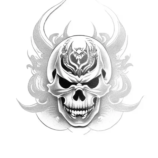 Hannya Mask With Skull Inside