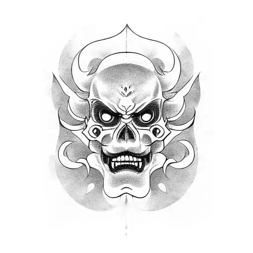 Half Hannya Mask Half Skull
