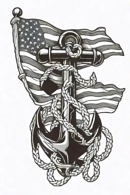 American Flag With Anchor Intertwined With Words For Pawpaw