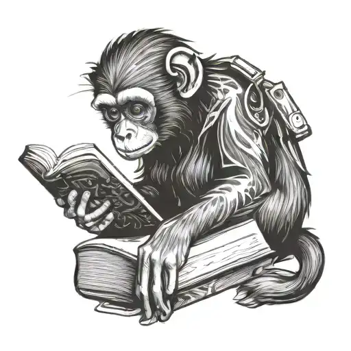 Baby Capuchin Monkey Reading A Book