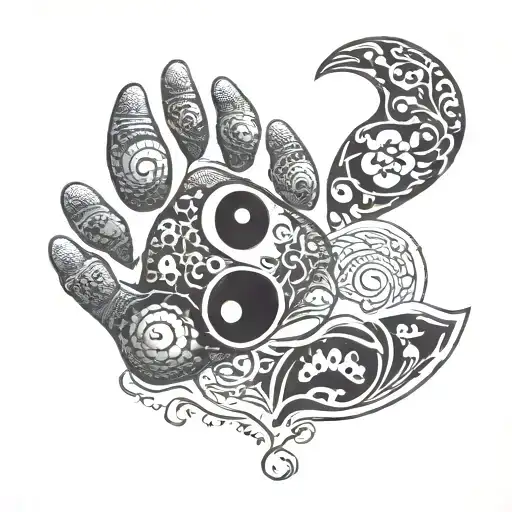 Yin Yang Dog Paw And Baby Foot Print
