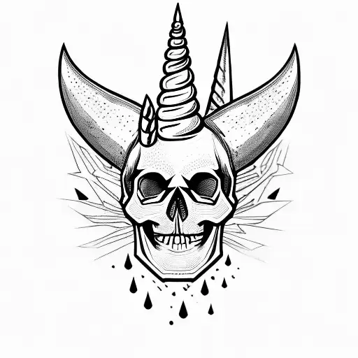 Skull With Unicorn Horns