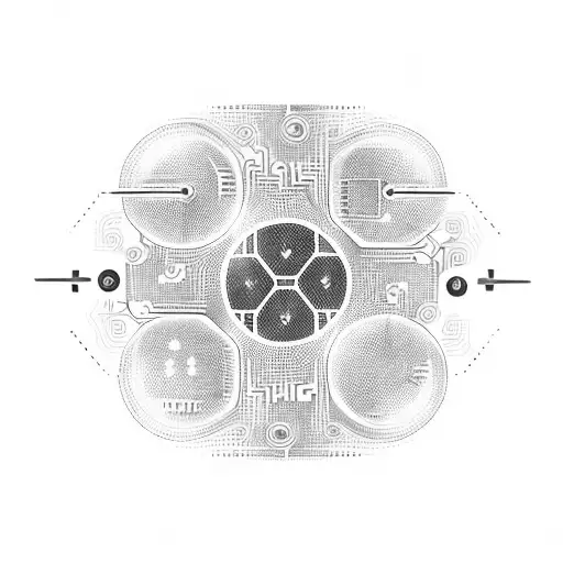 A Futuristic Coffee Cup With Circuitry Patterns And A Game Controller Handle