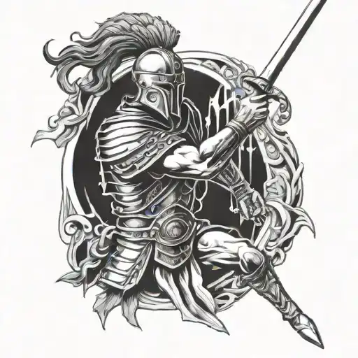 Roman Warrior In Battle With Sword