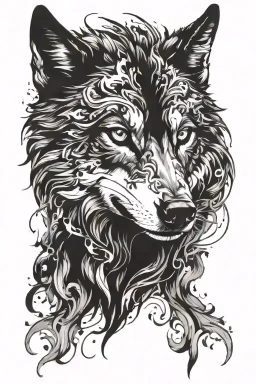 Black And White Wolf Smoke Coming Out Of Eyes