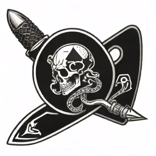 Switchblade With A Snake Around It Stabing Into An Ace Of Spades