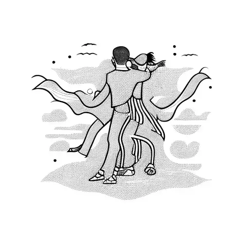 A Party Scene With People Dancing On A Beach At Sunset