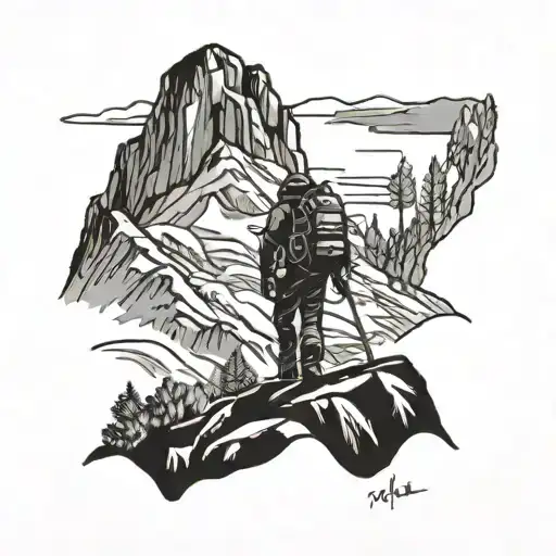 A Silhouette Of A Firefighter Hiking Up A Mountain In Arizona