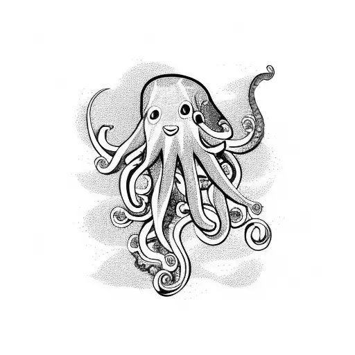 A Skateboarding Octopus Riding A Wave