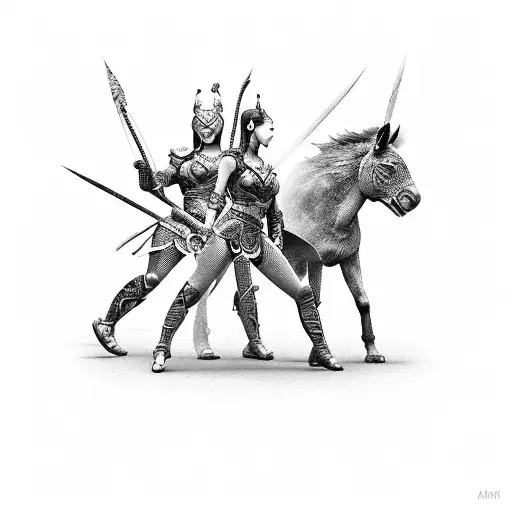 3 Female Amazons Warriors Guarding Me