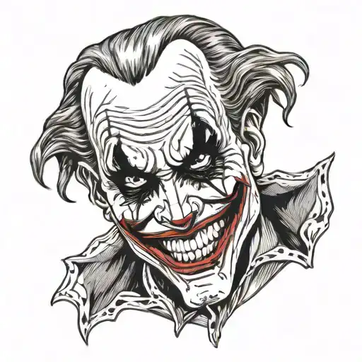 A Joker Looking Sad And About To Put On A Mask With A Smile In A Tattoo Style In Black And White