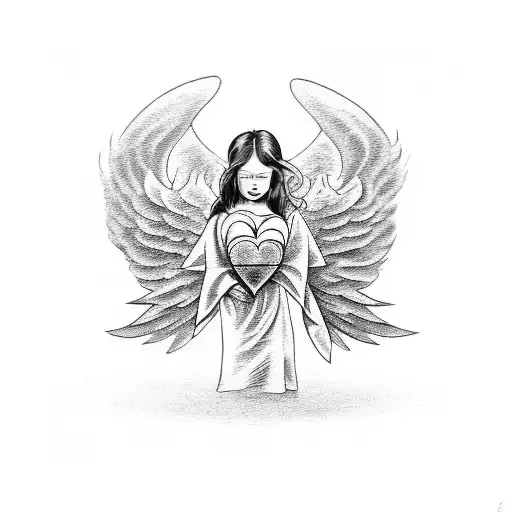 Gangster Angel Holding A Broken Heart