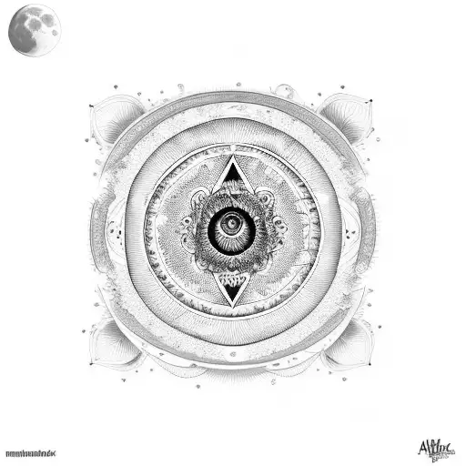 Vertical Moon Phases With A Mandala On Top