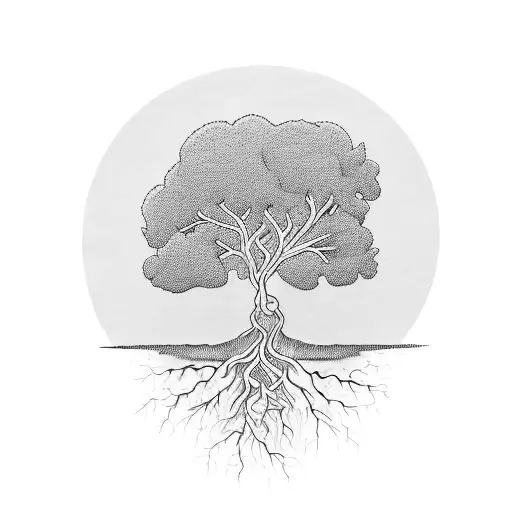 A Tree With Roots And A Road Symbolizing Resilience