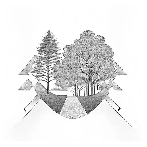 A Long Road With A Tree Representing Staying Focused On The Goal