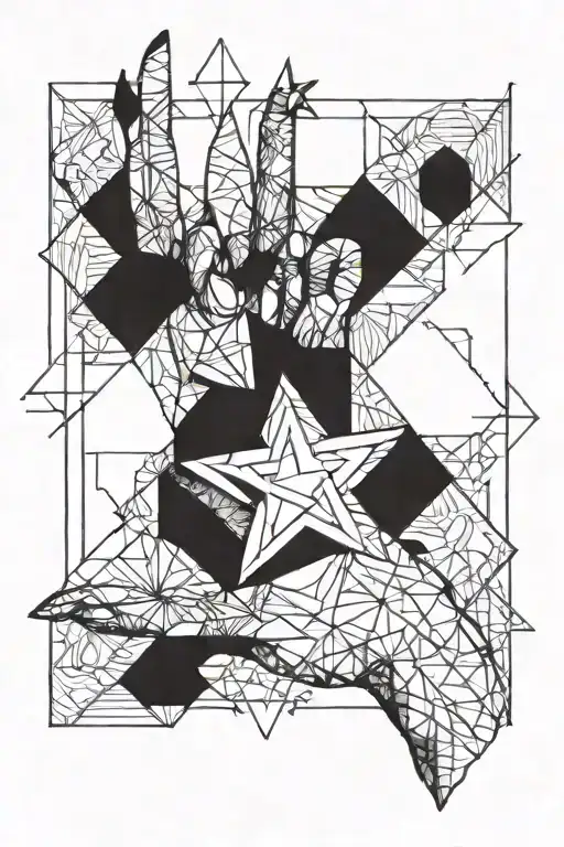 Geometric Hand Reaching Out To A Geometric Star