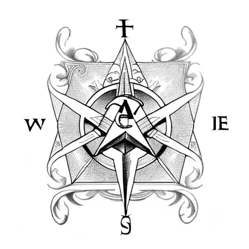 Masonic Square And Compass With Two Candle-sticks At The Center