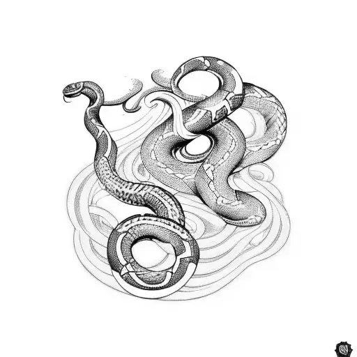 A Tattoo Design That Combines The Elegance Of Snakes With Abstract Art Elements