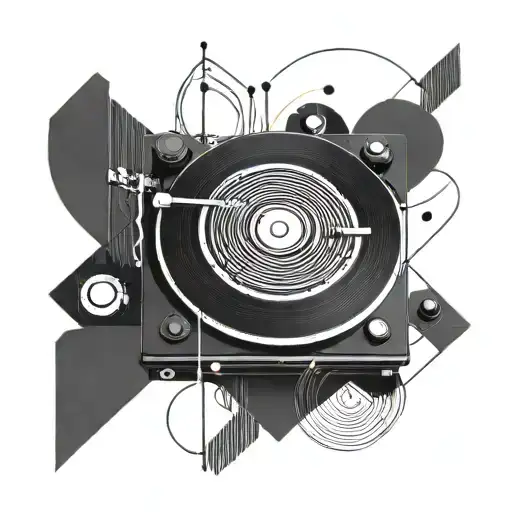 Incorporate Turntables And Music Notes Into A Geometric Design Inspired By Circuitry